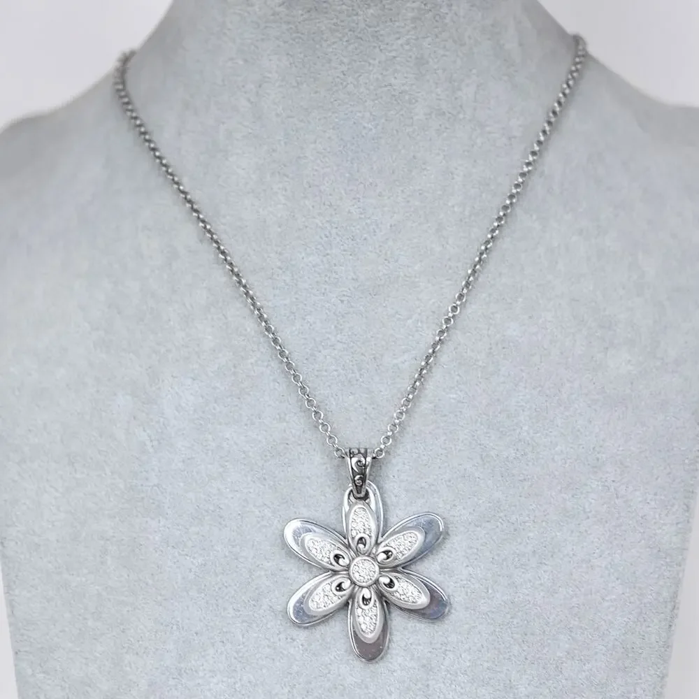 Brighton Dazzle Bloom Twin Daisy Pendant Necklace Crystal Floral Garden Retired - Picture 1 of 6